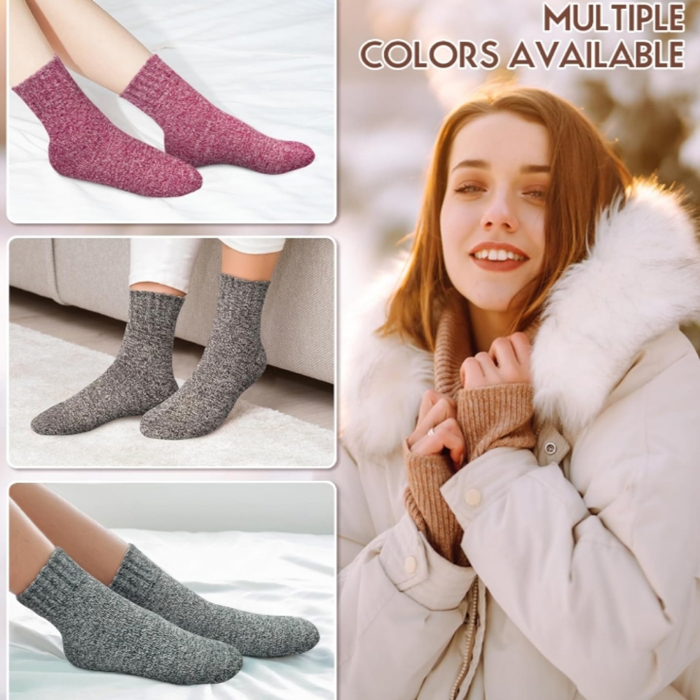 Pack of 5 Woman's Wool Socks - Picture 4 of 5